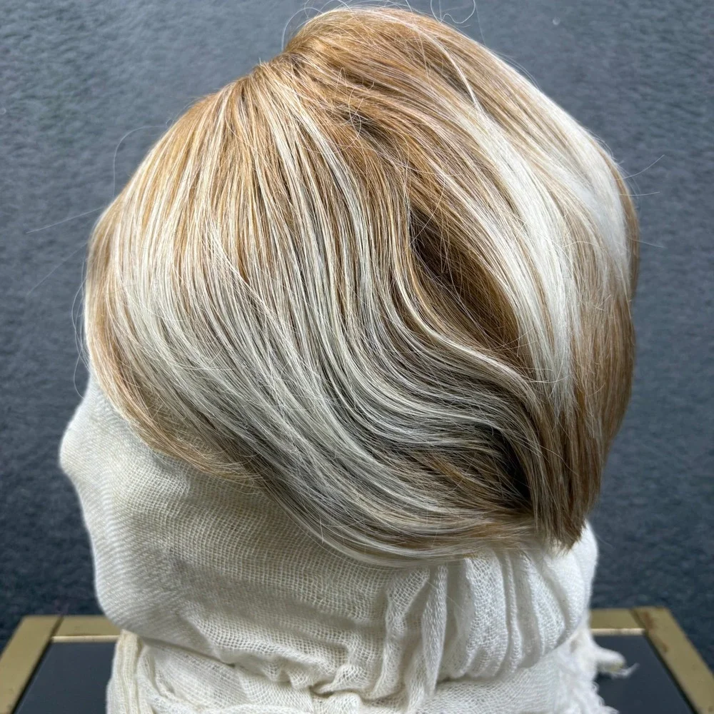 Womens Short Pixie Cut Wig Blonde Highlights Layered Synthetic Hairpiece 11064‎